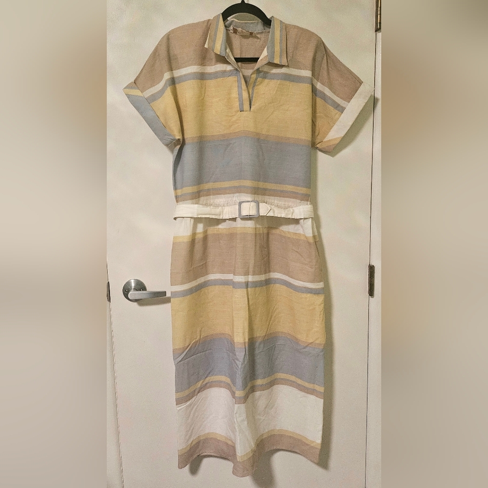 Vintage Nancy G Striped T Shirt Dress With Belt